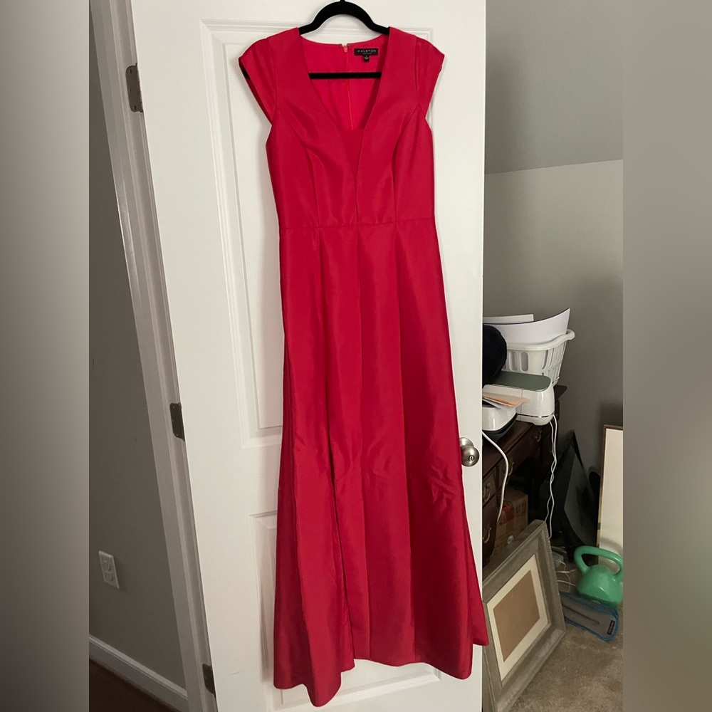 Halston Heritage side slit red gown size 6